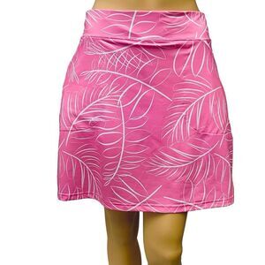 AnaClare Activewear Skirt Skort Pink Tropical Theme Pull On Golf Tenis Size M